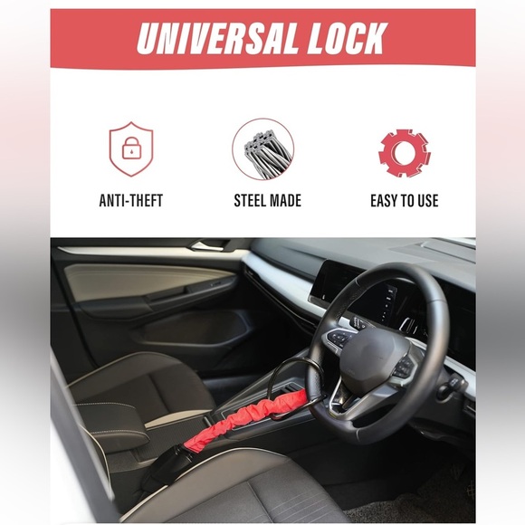 Steering Wheel Lock‎ Seat Belt Lock Anti-Theft Security Device For Car Truck SUV - Picture 5 of 13